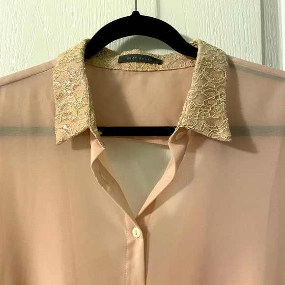 Peach flowy Button Up - Picture 3 of 3